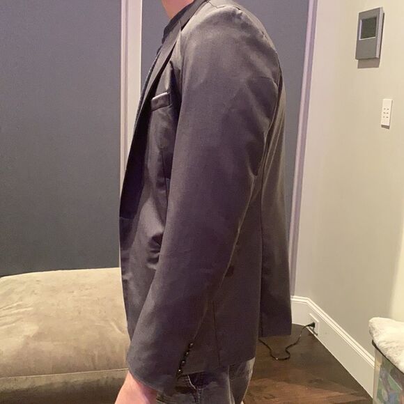 Men’s Gray Suit Jacket Blazer One Button Notched Size 38R NWT *READ Description - Picture 5 of 11